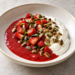 Strawberry–Basil Yogurt, Strawberry Coulis and Pepita - Fresh Start 30: A Journey To Better Health Strawberry–Basil Yogurt, Strawberry Coulis and Pepita